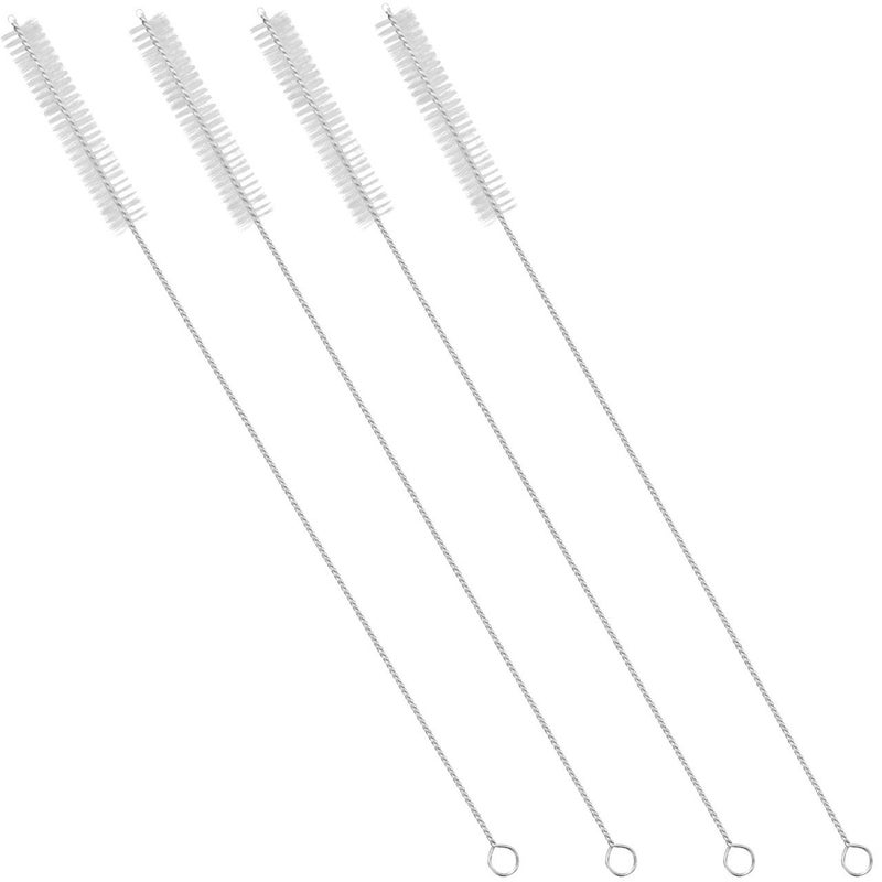GFDesign Drinking Straw Cleaning Brushes Set 12"" Extra Long 12mm Extra Wide Pipe Tube Cleaner Nylon Bristles Stainless Steel Handle - 12"" x 1/2"" (12mm) - Set of 4 - Image 1